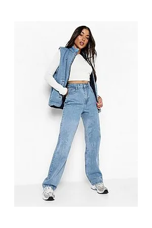 Boohoo Gradiant Palm Print Boyfriend Jeans