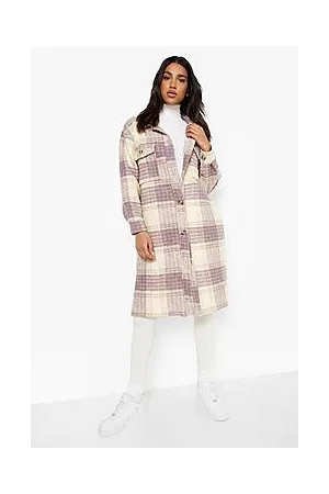Boohoo Longline Pastel Check Shacket