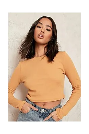 Boohoo Long Sleeve Rib Crop Top