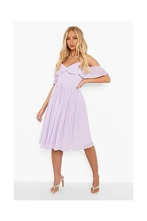 Boohoo Cold Shoulder Ruffle Midi Bridesmaid Dress