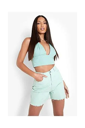 Boohoo Tall Raw Hem Denim Mom Shorts