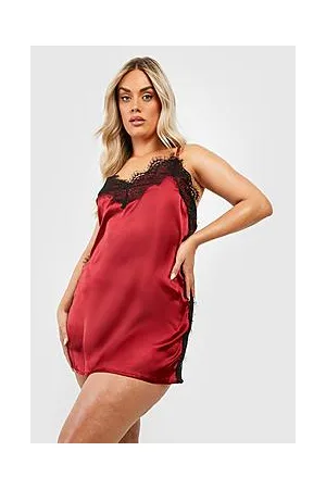 Boohoo Plus Eyelash Lace Satin Chemise