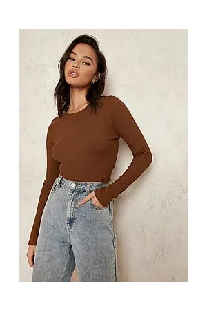 Boohoo Long Sleeve Rib Crop Top