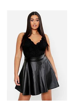 Boohoo Plus PU Skater Skirt