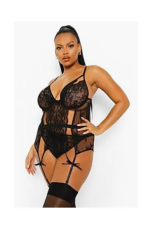 Boohoo Plus Cut Out Basque and String Set