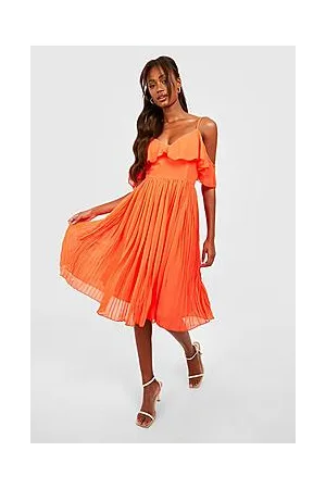 Boohoo Cold Shoulder Ruffle Midi Bridesmaid Dress