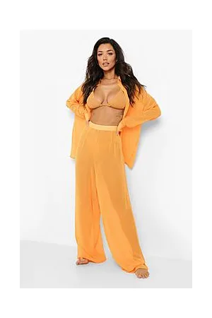 Boohoo Premium Chiffon Wide Leg Beach Trouser
