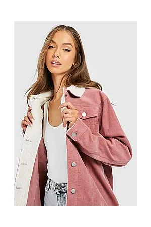 Boohoo Teddy Detail Longline Cord Jacket