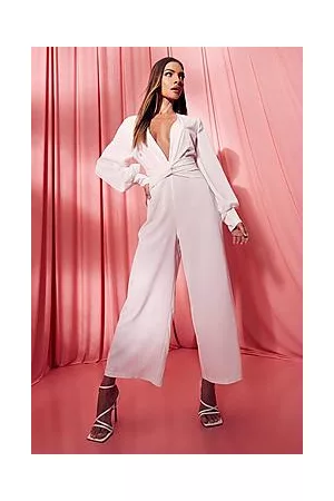 Boohoo Satin Twist Front Culotte Jumpsuit