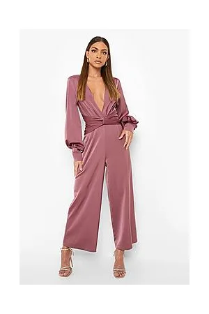 Boohoo Satin Twist Front Culotte Jumpsuit
