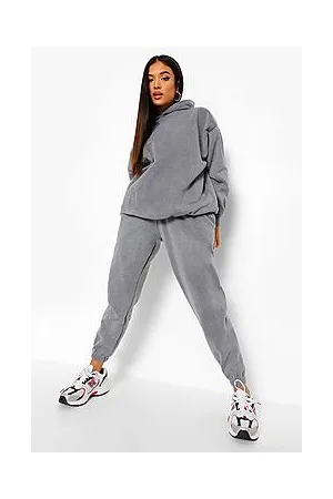 Boohoo Petite Acid Wash Hoody And Jogger Tracksuit