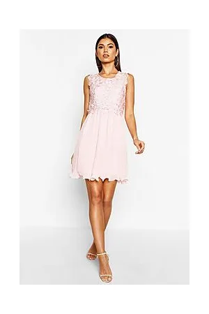 Boohoo Boutique Corded Lace Pleated Skater Dress