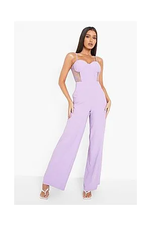 Boohoo Contrast Lace Corset Wide Leg Jumpsuit