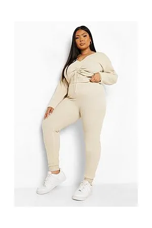 Boohoo Plus Knitted Ruched Top and Trouser Set