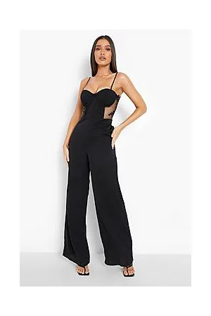 Boohoo Contrast Lace Corset Wide Leg Jumpsuit