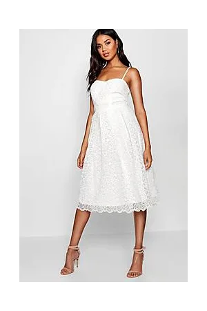 Boohoo Boutique Embroidered Strappy Midi Skater Dress