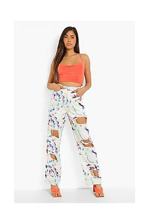Boohoo Tie Dye Distressed Boyfriend Jeans
