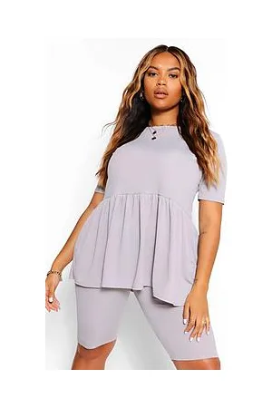 Boohoo Plus Smock Top and Cycling Shorts Co-Ord