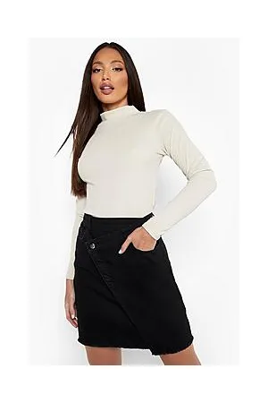 Boohoo Tall Acid Wash Distressed Denim Mini Skirt