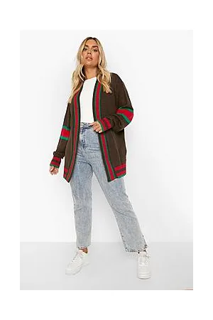 Boohoo Plus Contrast Stripe Oversized Cardigan