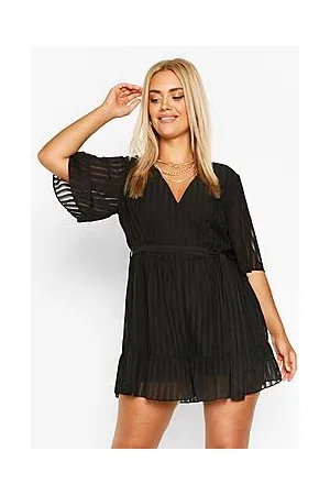 Boohoo Plus Satin Stripe Ruffle Playsuit