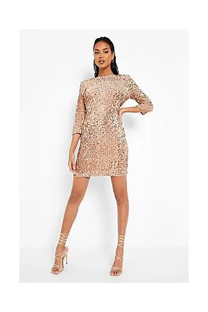Boohoo Sequin Long Sleeve Bodycon Party Dress