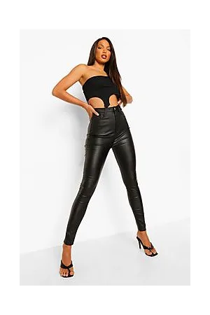 Boohoo Tall Leather Look Skinny Trousers