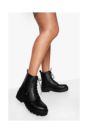 Boohoo Wide Fit Chunky Lace Up Hiker Boots