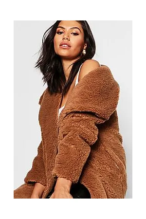 Boohoo Shawl Collar Teddy Faux Fur Jacket