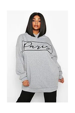 Boohoo Plus Paris Slogan Oversized Hoodie