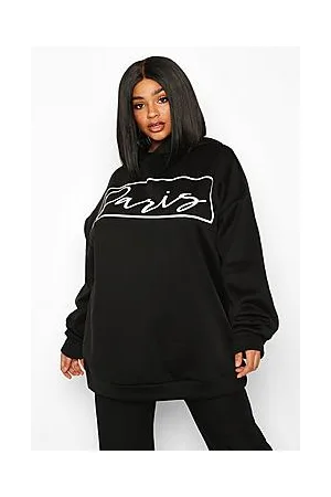 Boohoo Plus Paris Slogan Oversized Hoodie