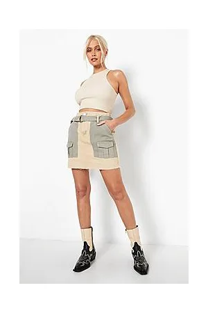Boohoo Colour Block Utility Denim Skirt