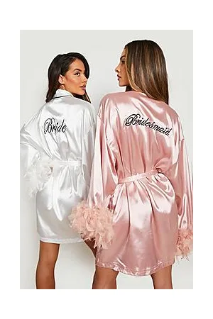 Boohoo Premium Bride Feather Robe