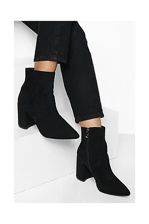 Boohoo Wide Fit Block Heel Pointed Boots