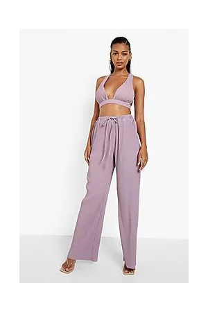 Boohoo Premium Plisse Wide Leg Trousers