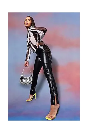 Boohoo Leather Look V Shape Pu Skinny Trouser