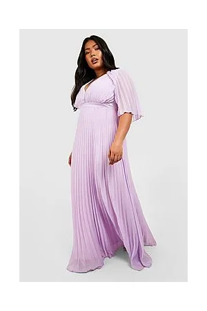 Boohoo Plus Bridesmaid Pleated Cape Maxi Dress