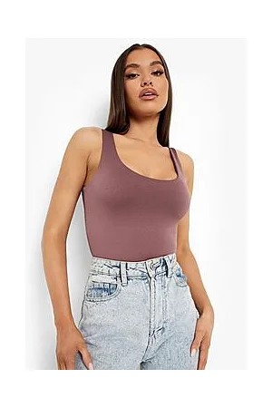 Boohoo Double Slinky Scoop Neck Bodysuit