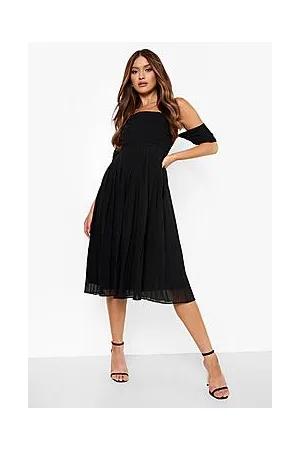 Boohoo Pleated Bardot Bridesmaid Midi Dress