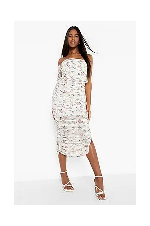 Boohoo Floral Pint Bardot Midaxi Dress