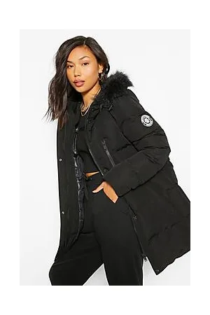 Boohoo Luxe Technical Faux Fur Trim Parka Coat