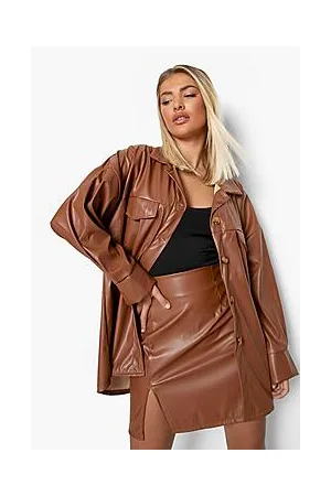 Boohoo Super Oversized Leather Look Shacket