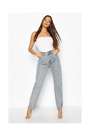 Boohoo High Waisted Split Hem Mom Jeans