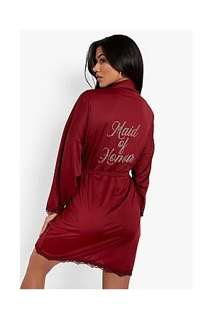 Boohoo Maid Of Honour Diamante Lace Detail Robe