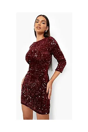 Boohoo Sequin Long Sleeve Bodycon Party Dress