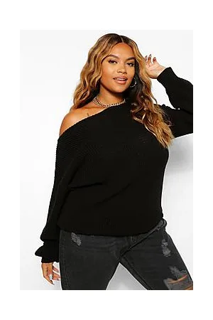 Boohoo Plus Slash Neck Oversized Jumper