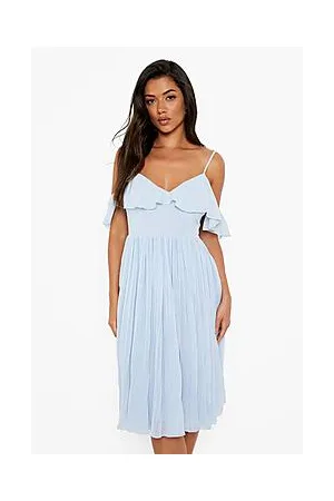 Boohoo Cold Shoulder Ruffle Midi Bridesmaid Dress