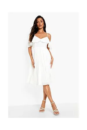 Boohoo Cold Shoulder Ruffle Midi Bridesmaid Dress
