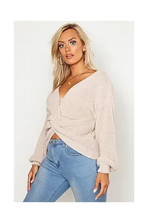 Boohoo Plus Twist Front Knitted Jumper