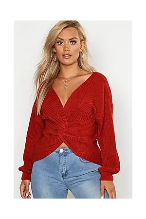 Boohoo Plus Twist Front Knitted Jumper